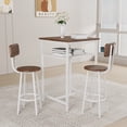 thumbnail image 2 of Xukmct Metal Frame Bar Table with 2 Pack Bar Stools, Wood Top Bar Table Stools Set for Living Room, Dining Room, Bar, White+Brown, 2 of 9