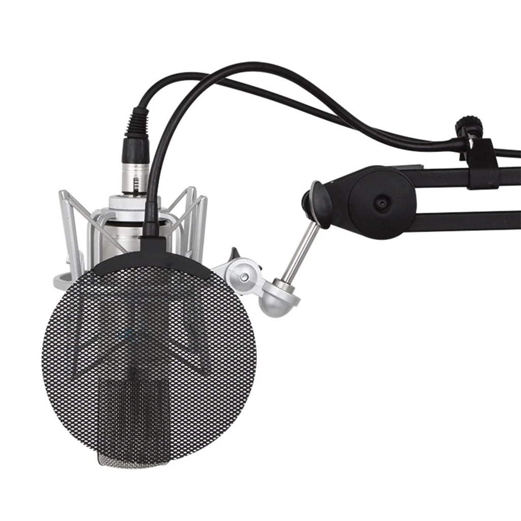 Studio Microphone Windscreen Microphone Blowout Filter with Double Layered Metal Net for Clear Auditory