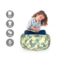 thumbnail image 2 of Animal Storage Toy Bag Chair, Demonstration of Wildlife Striped Zebras and Green Tone Leaves, Stuffed Animal Organizer Washable Bag, Large Size, Charcoal Grey and Pale Yellow, by Ambesonne, 2 of 3