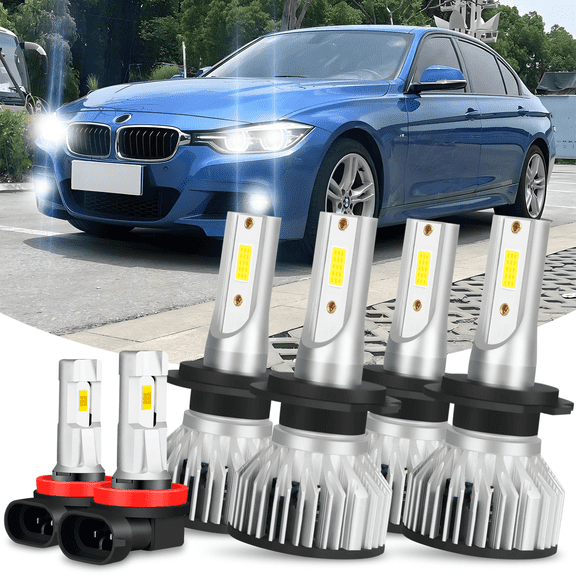 For BMW 320i 2012-2018 6000K White LED Headlight Hi/Low Beam Fog Light Bulbs Combo