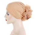 thumbnail image 4 of ZHENHONG Turbans for Women Solid Color Flowers Headwrap Hat Muslim Slouchy Hijab Cap Casual Headwear Khaki, 4 of 6