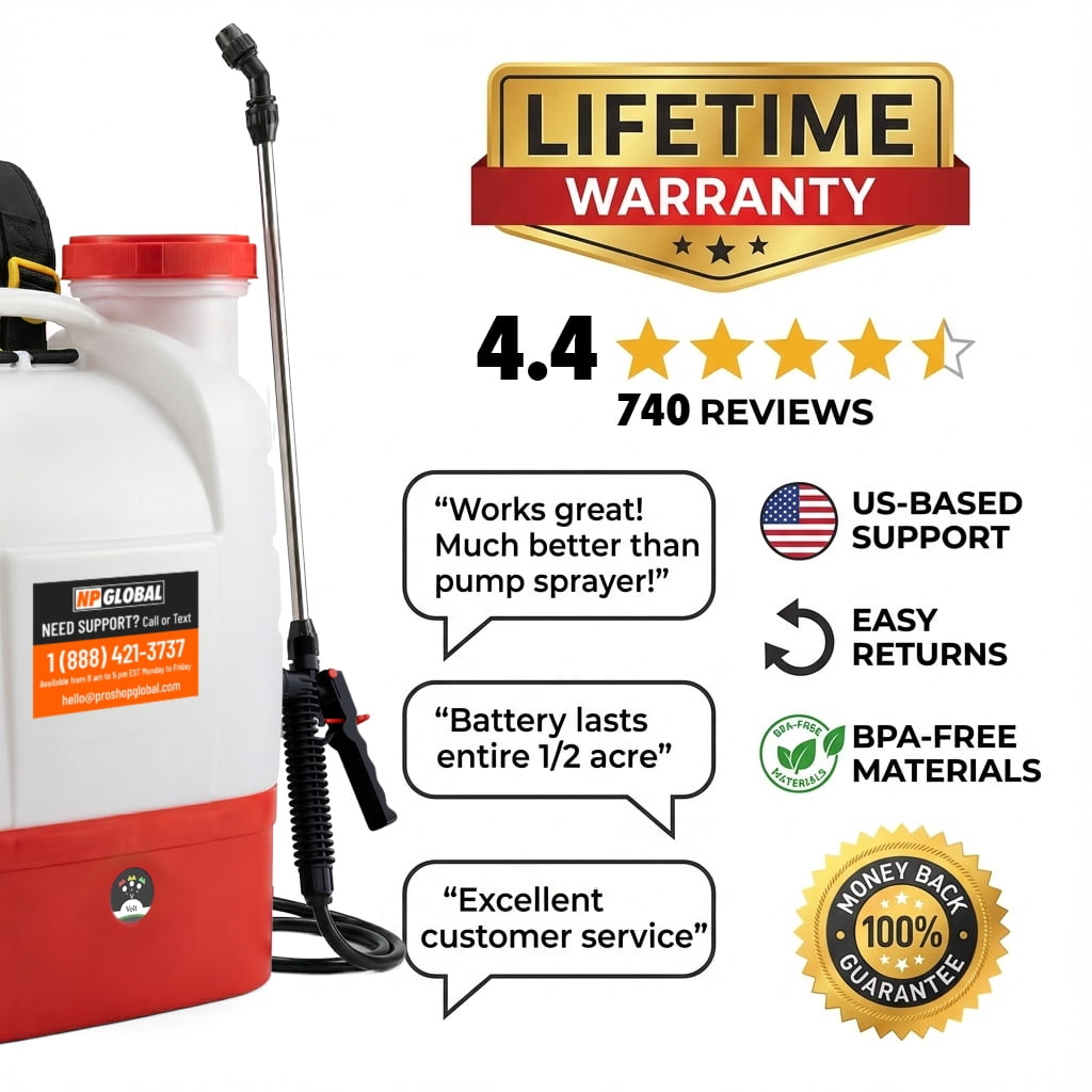 Battery Powered Backpack Sprayer, 4.2-Gallon, 8 Nozzles, 100 PSI, for Lawn & Garden