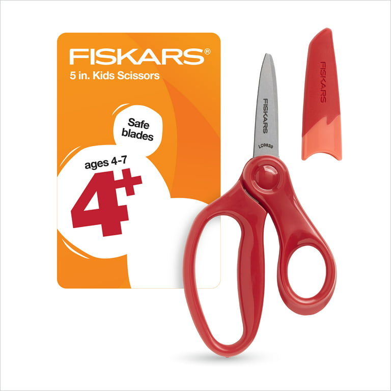 Fiskars Pointed-tip Kids Scissors (5 in.) with Sheath Eraser Red Safety  Blades