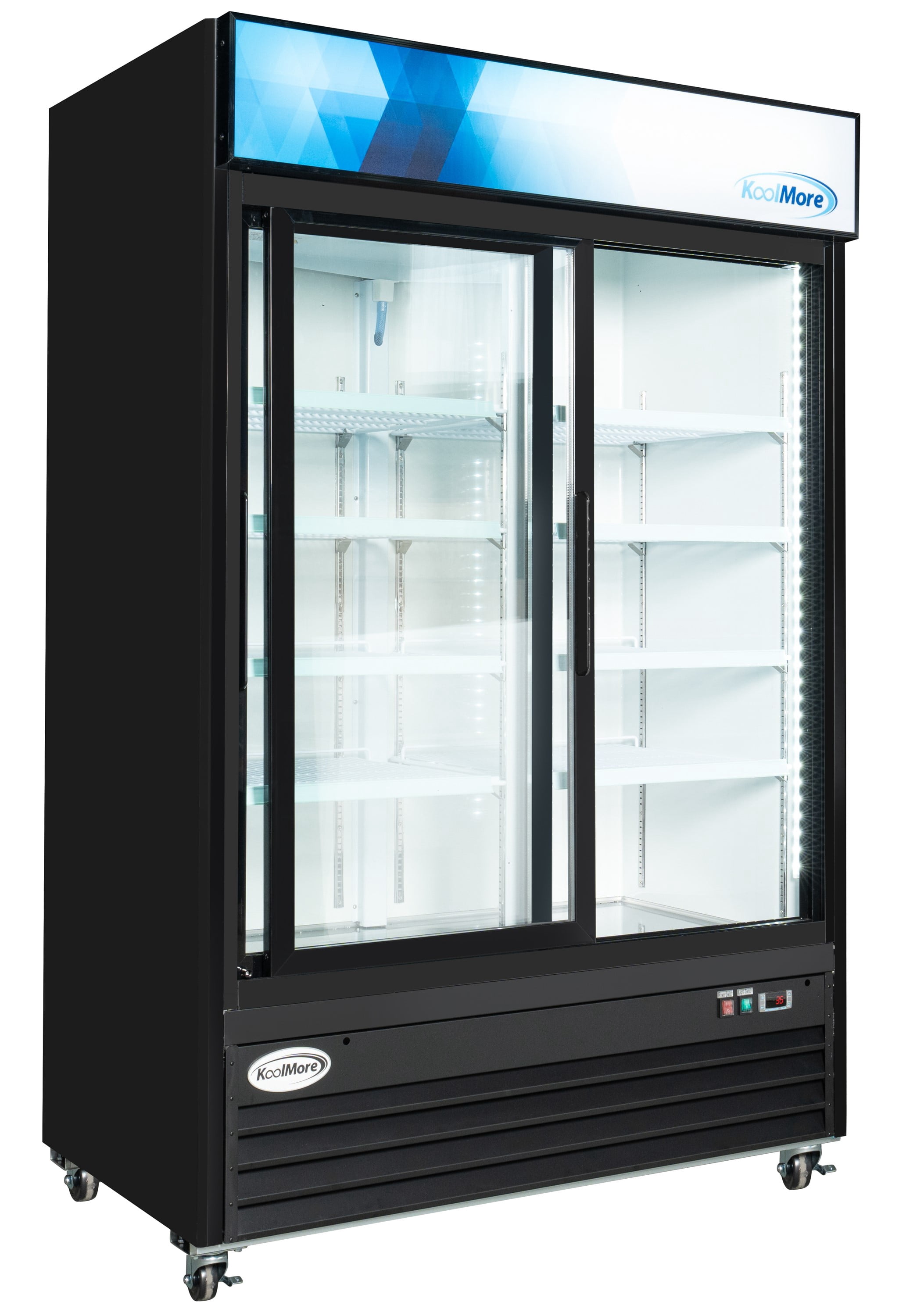 KoolMore 53 in. Commercial Two-Glass-Door Display Refrigerator Merchandiser with LED Lighting - 45 Cu. ft.