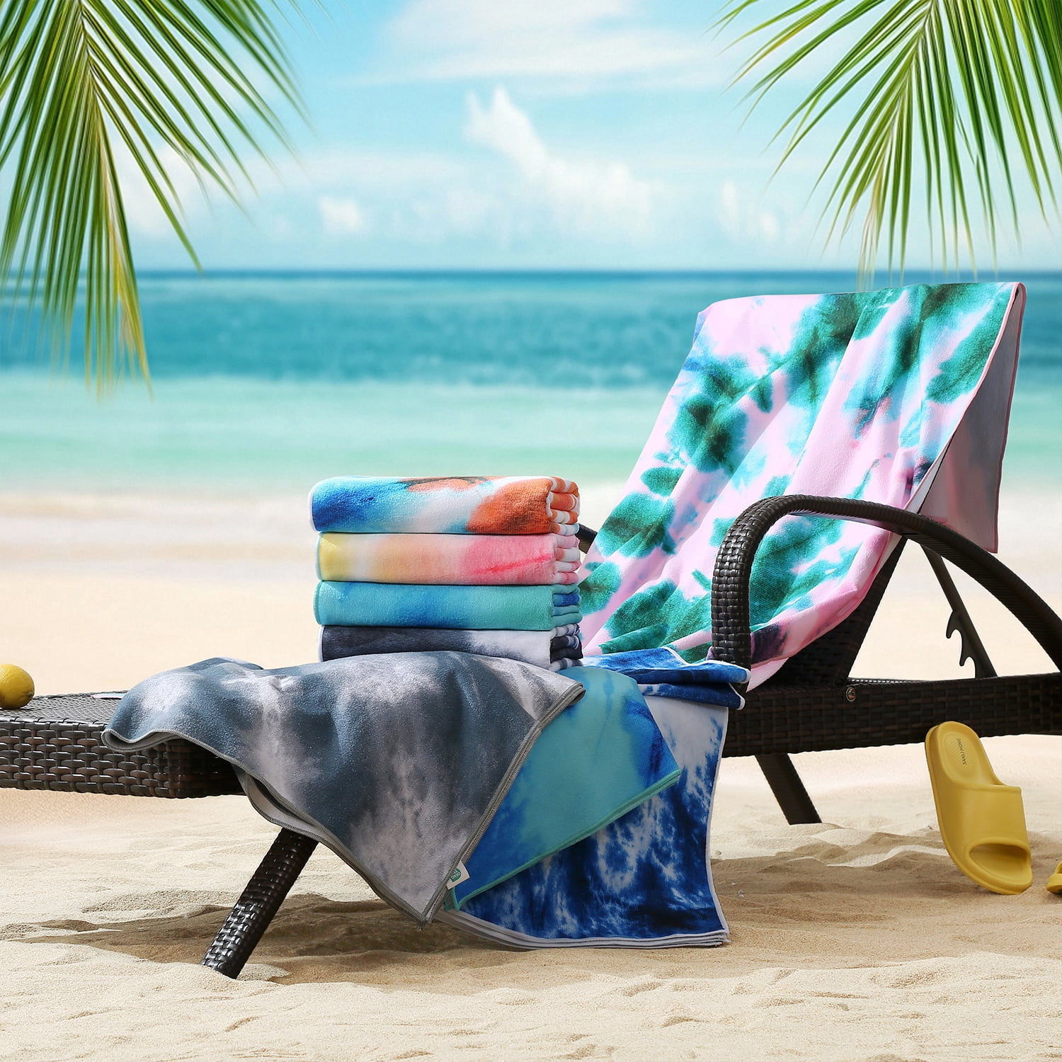 Beartech 4 Pieces Beach Towel Set,40x70 inches Tie-Dye Beach Towels Soft Camping Travel Towels, Lightweight Quick Dry Pool Towels for Beach Shower Towels Swim Towels Absorbent for Adults