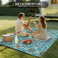 thumbnail image 4 of Retro Middle Century Outdoor Rug for Patio/Deck/Porch, Non-Slip Large Area Rug 5 x 8 Ft, Rustic Bohemia Style Aztec Blue Indoor Outdoor Rugs Washable Area Rugs, Reversible Camping Rug Carpet Runner, 4 of 8