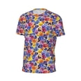 thumbnail image 6 of Wukai The Garden Tricolor Pansy Flower Print Men's Short-Sleeved Mesh T-Shirt,Quick-Dry Short Sleeve Workout T-Shirt-Small, 6 of 8