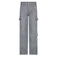 thumbnail image 6 of hirigin Women's Denim Pants Gray Straight-Leg Multi-Pockets Long Jeans Ladies Street Wear Jeans Pants, 6 of 10