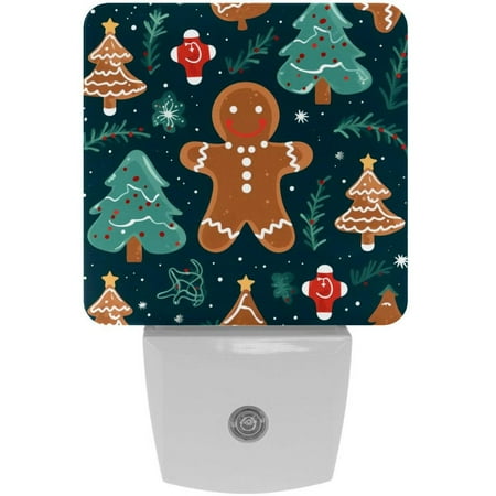 

Christmas gingerbread man LED Square Night Lights for a Bright and Stylish Ambiance - Ideal for Bedrooms and Hallways - Energy Efficient Plugin Lamps with Auto Sensor