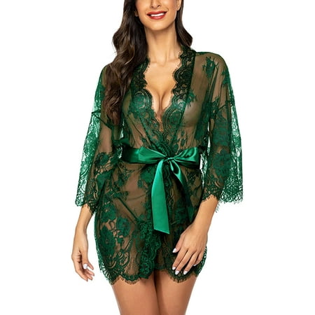 

Avidlove Women s Lace Kimono Robe Babydoll Lingerie Mesh Nightgown S-5XL