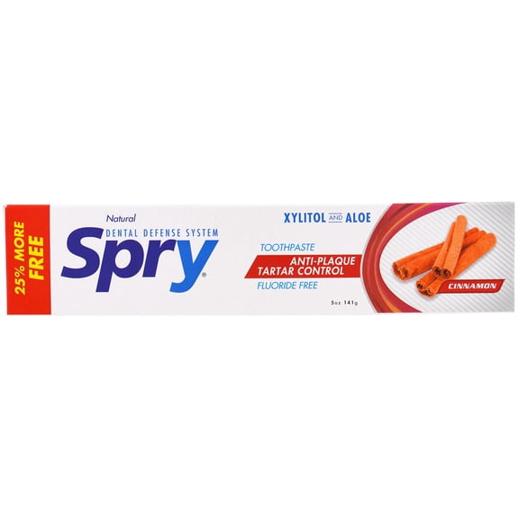 Xlear, Spry Toothpaste, Anti-Plaque Tartar Control, Fluoride Free, Cinnamon, 5 oz (141 g)