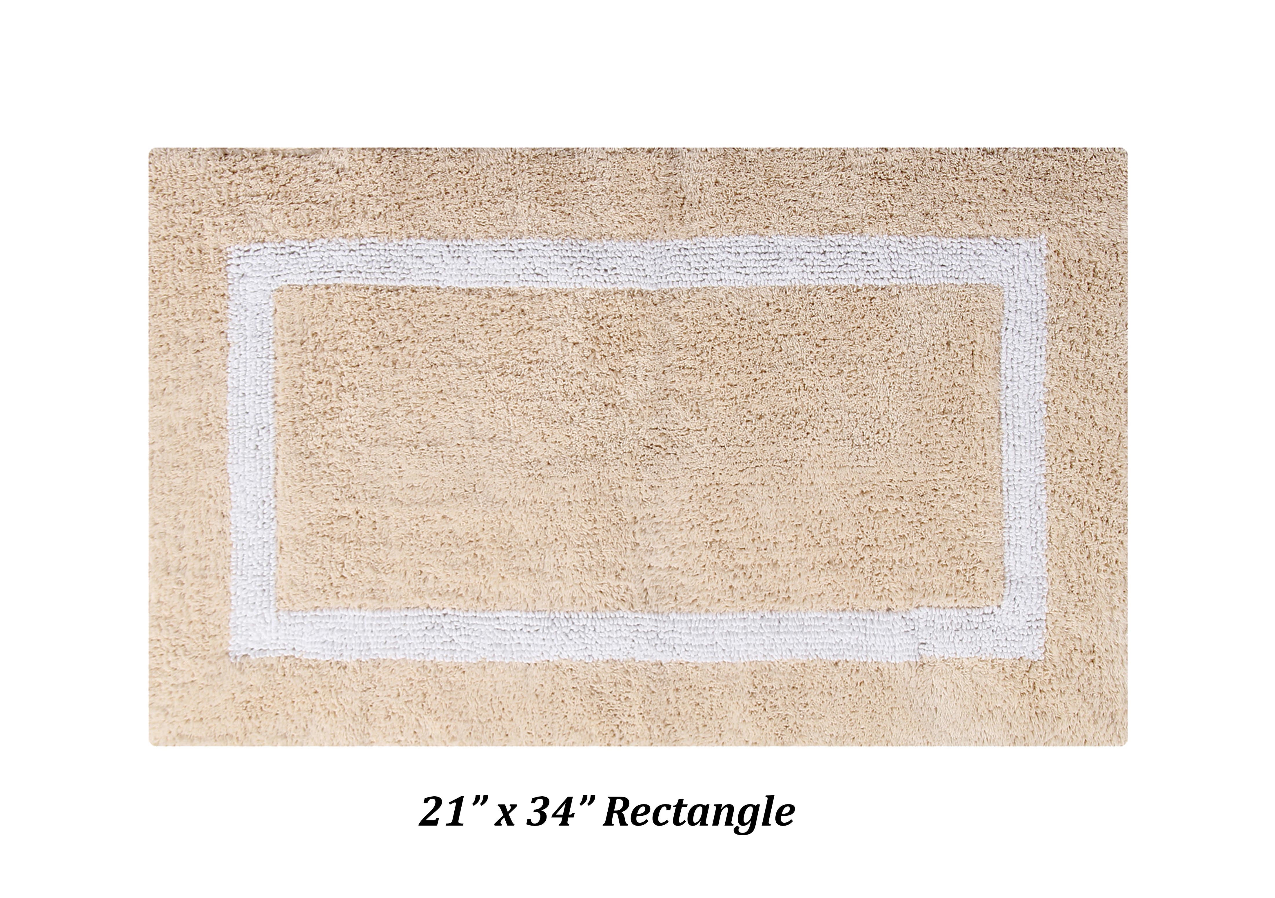 Better Trends 5 Piece Bathroom Rugs Set 100% Cotton Soft Bath Mat Water Absorbent, Reversible, Machine Washable for Home, Bathroom Decor Toilet Base Contour Mat, Hotel Multi Collection - Sand/White