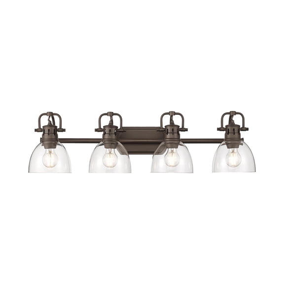 Yep by Golden Lighting Duncan 4-light Vanity in Rubbed Bronze and Clear Glass