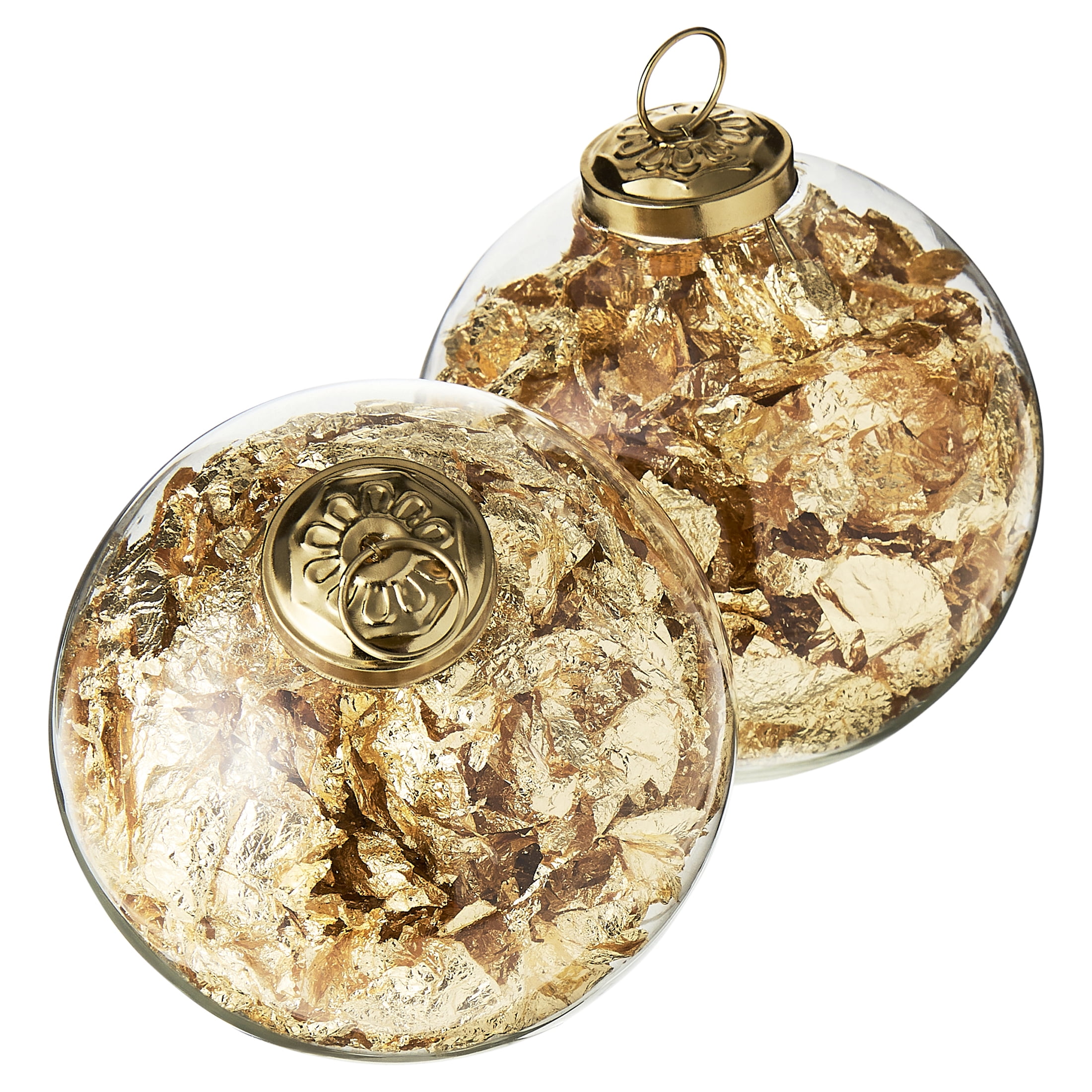 2 Count Gold Foil Glass Ornaments, 4 in, by My Texas House
