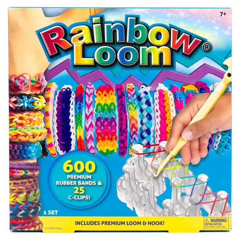 Rainbow Loom® Authentic Rubber Bands, Red, White & Blue Set of 3 Packages  of 600 Bands With 24 C-clips With Free Bracelet. 4th of July 