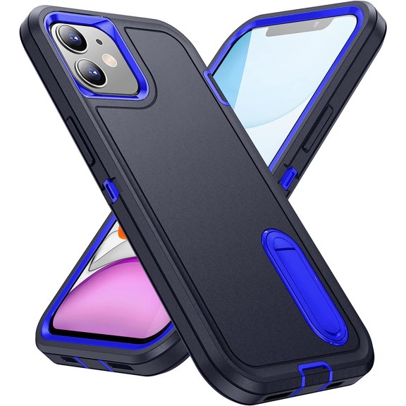 Military Grade TUFF Hybrid Armor Case with Kickstand for iPhone 11 - Black Blue