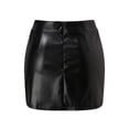 thumbnail image 4 of Bibifish Womens High-Waist Pencil Mini Skirts Leather High Waist Stretch Bodycon Hugging Going Out Cut Party Club Skirts, 4 of 9