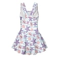 thumbnail image 5 of COEQINE Soft Stretchy Girls One Piece Swimsuit, Tank Neck Tankini Style with Full Coverage Skirt and Wide Straps, Beach Bathing Suit for Girls 12-13 Years, Purple Starfish Seashell Wave, 5 of 8