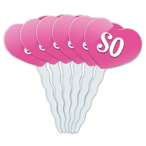 So Heart Love Cupcake Picks Toppers - Set of 6
