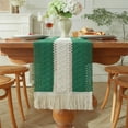thumbnail image 4 of Christmas Woven Table Runner - Two-Tone Color Splicing Tassel Table Flag, Festive Holiday Decoration Long Tablecloth, Elegant Home Dining Table Decor, 4 of 6