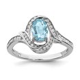 thumbnail image 3 of 925 Sterling Silver Rhodium Diamond and Light Swiss Blue Topaz Ring Size 7, 3 of 6