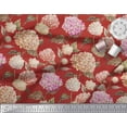 thumbnail image 3 of Soimoi Red Silk Fabric Leaves & Madhabilata Floral Decor Fabric Printed Yard 42 Inch Wide, 3 of 3
