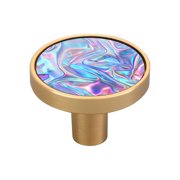 Kitchen Cabinet Knobs Iridescent Liquid Marble Cabinet Handles Zinc 1.25 inch Diameter 4 Pcs
