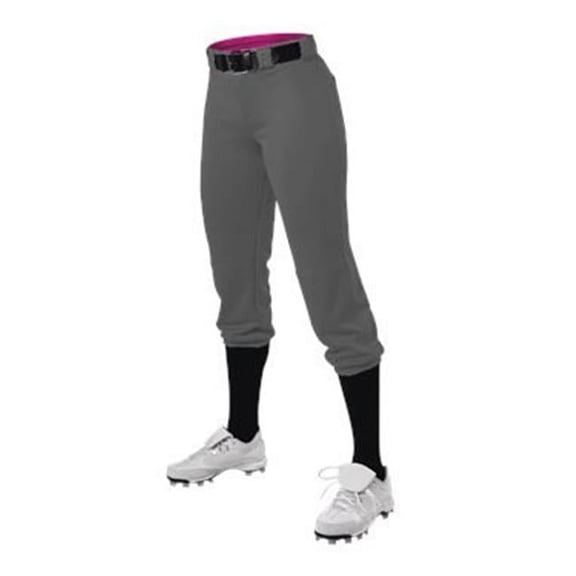 Alleson Athletic B42085583 Girls Belted Speed Premium Fastpitch Pants, Grey - Small