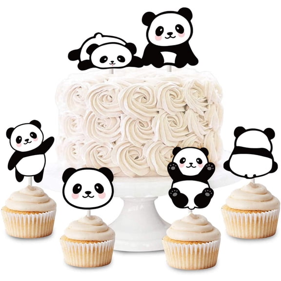 Panda Cupcake Toppers Picks 24pcs - Panda Party Supplies Birthday & Baby Shower