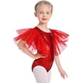thumbnail image 2 of IBTOM CASTLE Shiny Metallic Ballet Leotards for Girls Toddler Ruffle Tulle Gymnastics Leotard Kids Halloween Dance Dress up 5-6 Years Red, 2 of 8