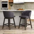 thumbnail image 2 of Costway 2 PCS Counter Height Bar Stools Fabric Upholstered Island Stools with 360° Swivel Seat Gray, 2 of 8