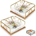 thumbnail image 1 of 2 PCS Servilletero de mesa, dispensador de servilletas plano con brazo con peso, porta rollos de papel cuadrado de elegante hierro rústico para cocina, comedor, restaurante, hotel (oro), 1 of 4