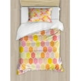 thumbnail image 1 of Geometric Duvet Cover Set Twin Size, Hexagon Honeycomb Inspired Geometric Modules Contrast Pastel Tones Vintage Print, Decorative 2 Piece Bedding Set with 1 Pillow Sham, Multicolor, by Ambesonne, 1 of 3