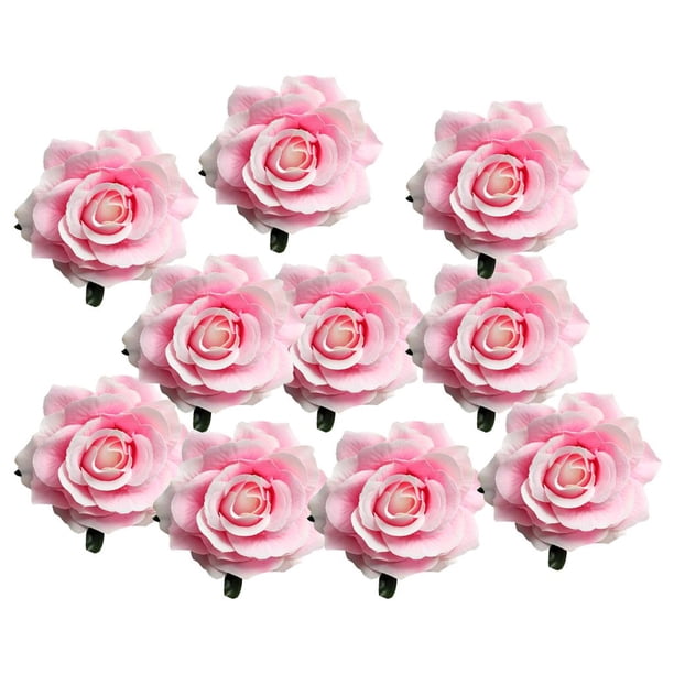 10 rosas de seda artificiales de 10 cm para decoración del hogar, bodas y fiestas. Un rosa