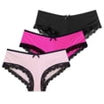 thumbnail image 1 of Womens Underwear Panties Cotton Brief Lace Breathable Stretch Medium Waist Pack of 3, 1 of 7