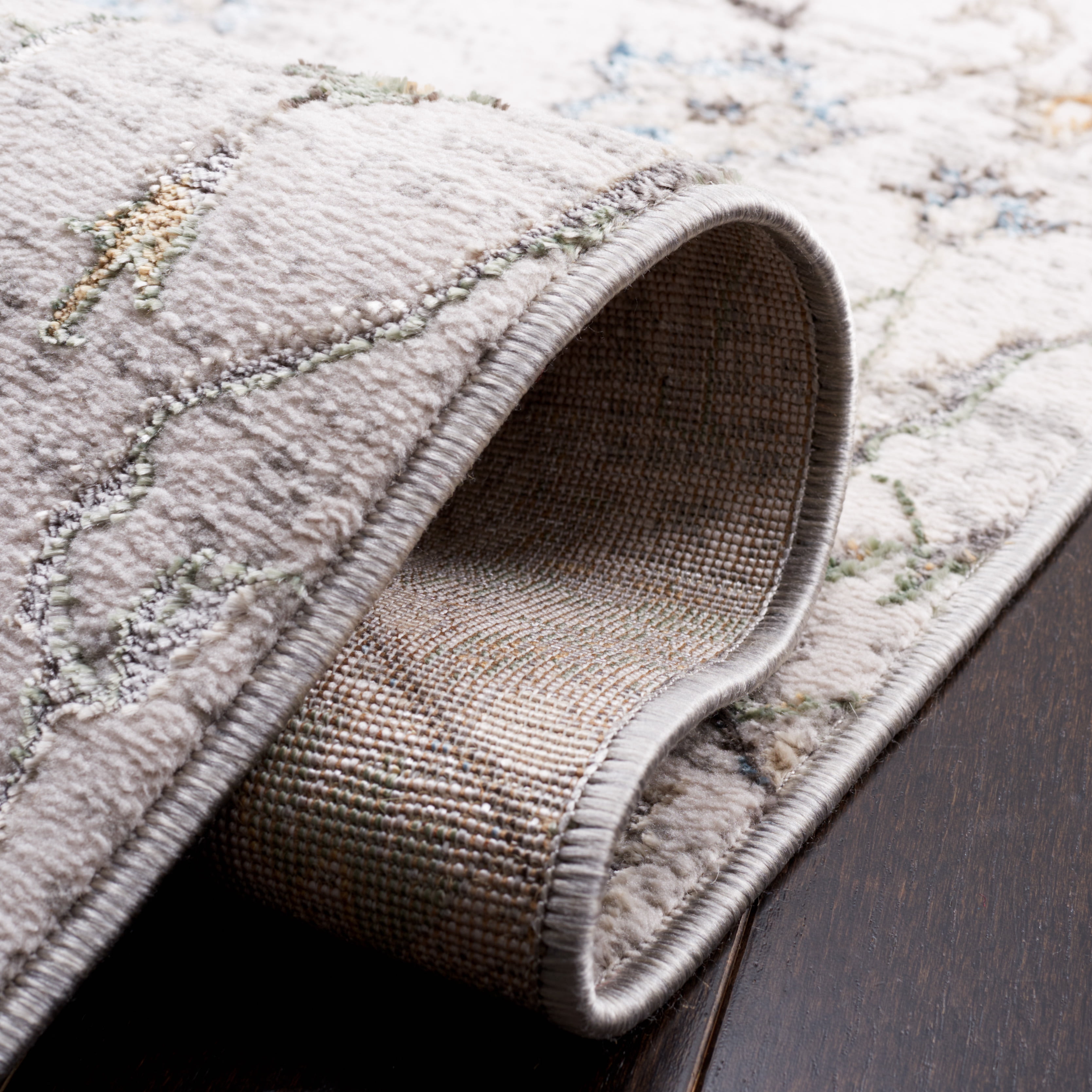 SAFAVIEH Bel Air Edith Abstract Polyester Area Rug, Beige/Gray, 4'5" x 6'5"