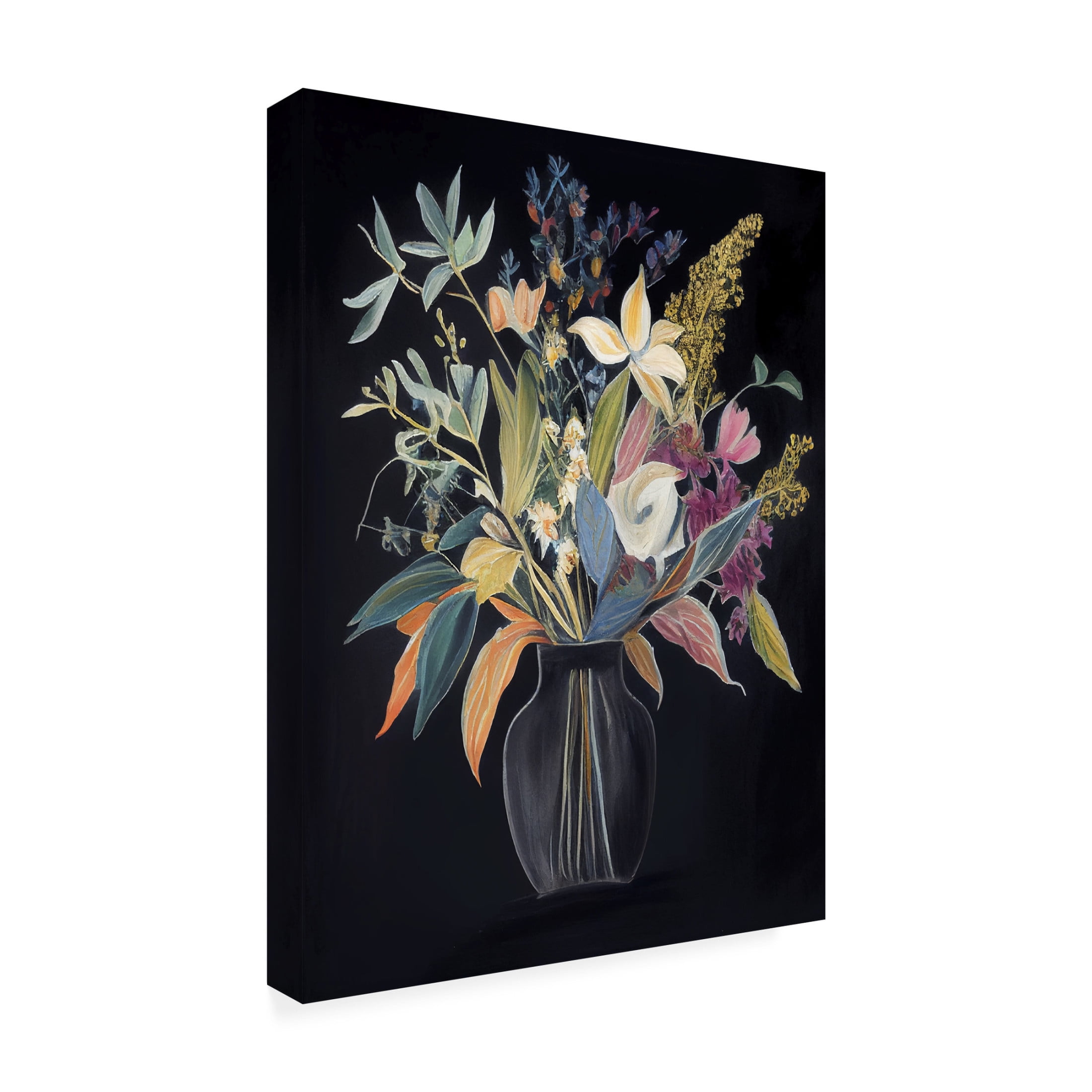 Canvas Wall Art - Sasha 'Flowers of the Night I' Wall Art for Living Room, Bedroom, or Office Décor by Trademark Fine Art - 35 x 47 Inches