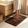 thumbnail image 5 of HomeDM Shaggy Bath Mat 15.7x23.6 in Non Slip Bathroom Rug Soft Absorbent Microfiber Shower Mats Machine Washable Brown Floor Carpet, 5 of 7