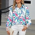 thumbnail image 5 of Women's Tie Dye T Shirt Long Sleeve Lapel Button Down Cardigan Blouse Sky Blue XL, 5 of 9