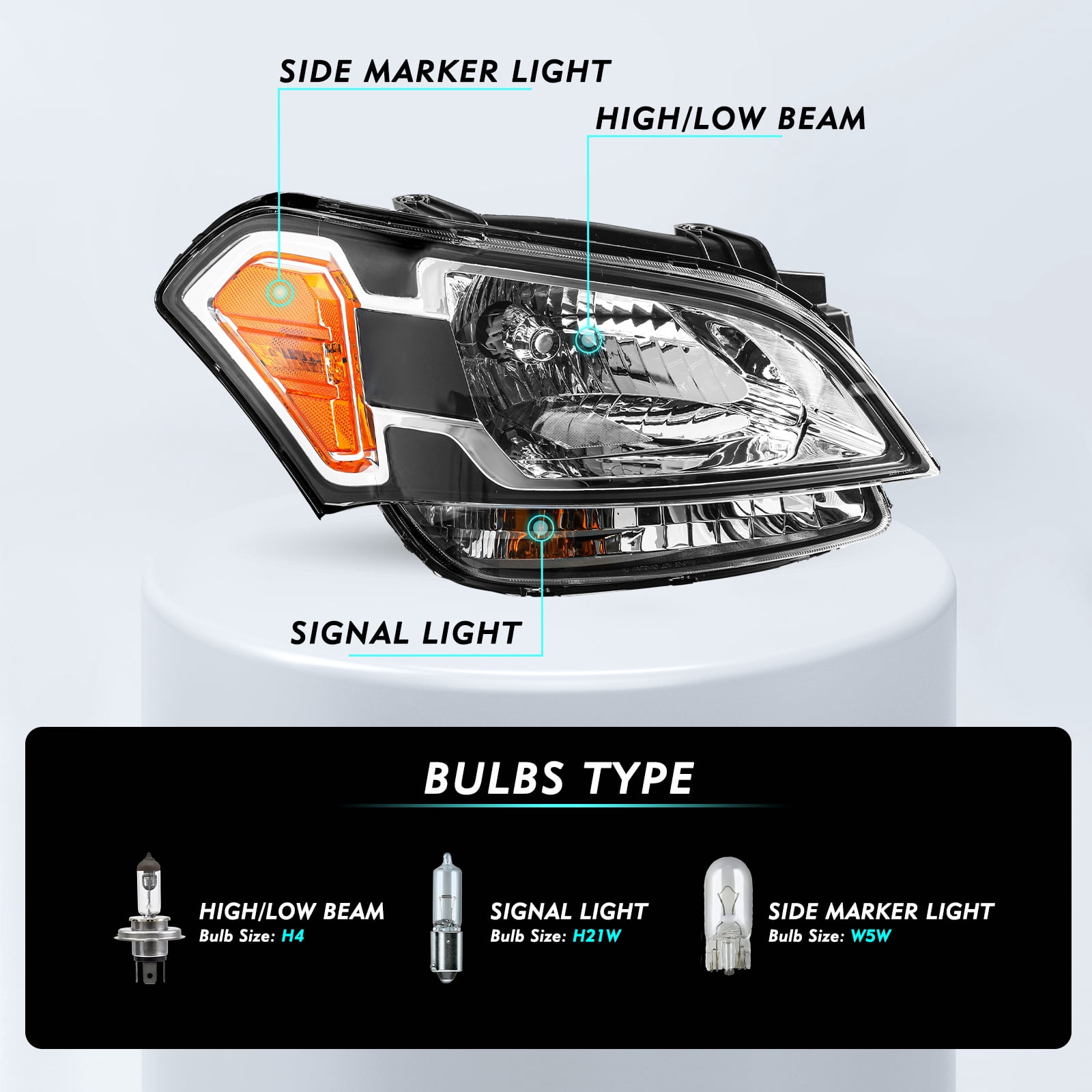 For 2010-2011 Kia Soul Headlights Headlamps Halogen Set