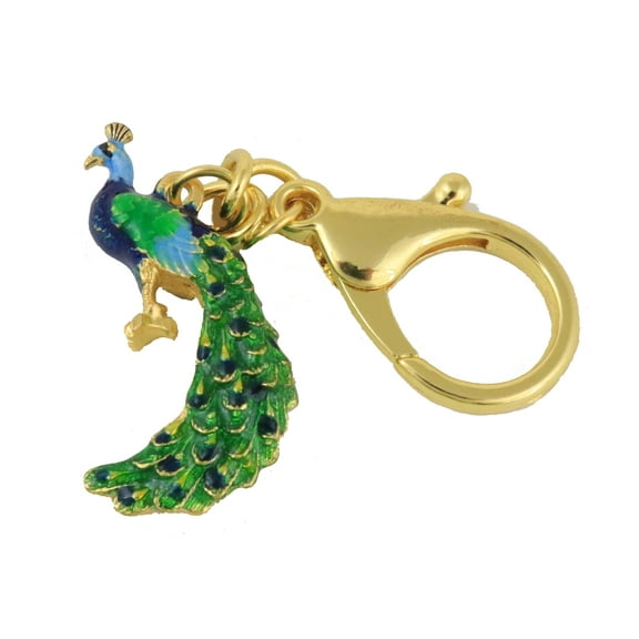 Feng Shui Bejeweled Protection Peacock Amulet Keychain
