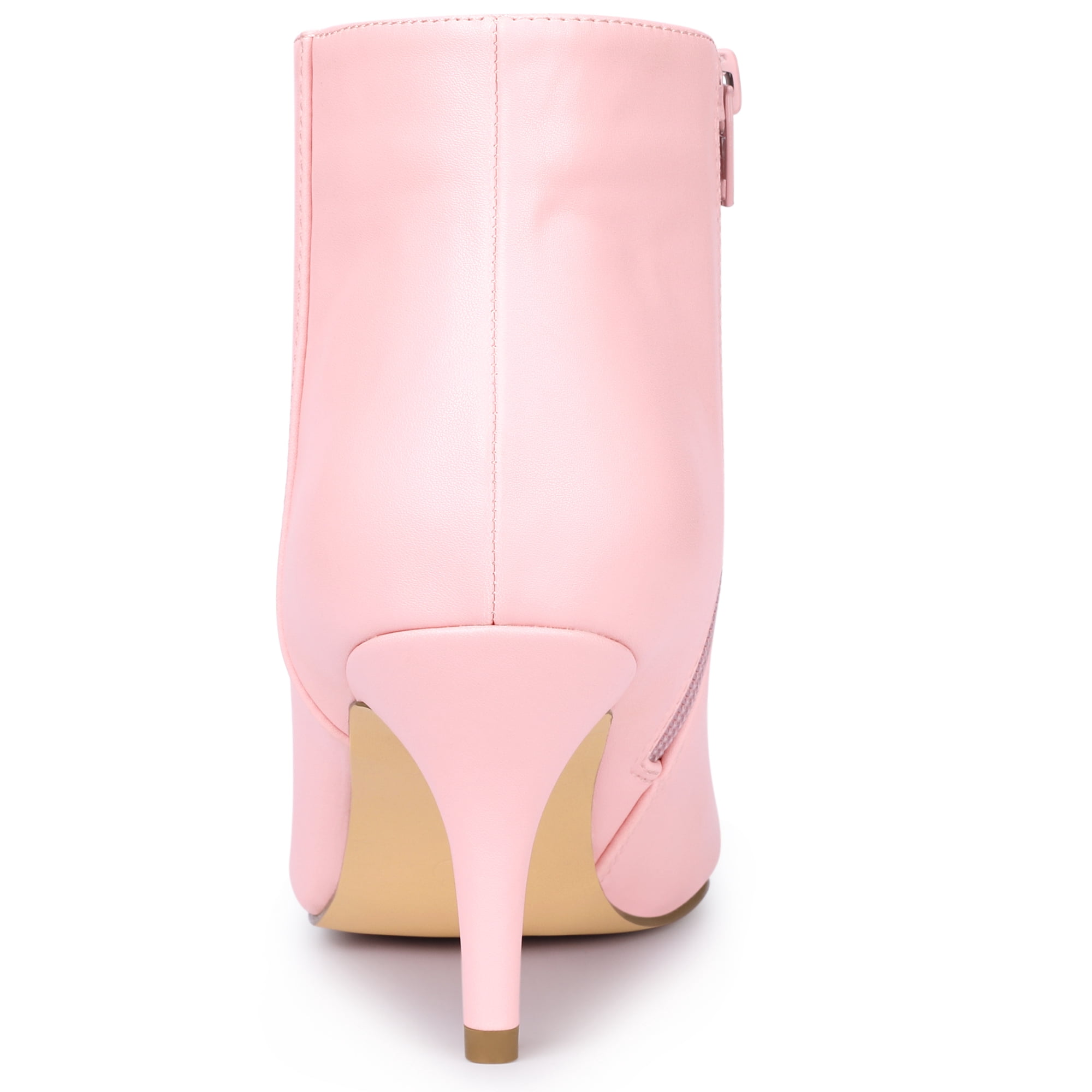 DARING DIVA Women's Pointed Toe Zipper Stiletto Heel Ankle Wrap Boots Pink 7