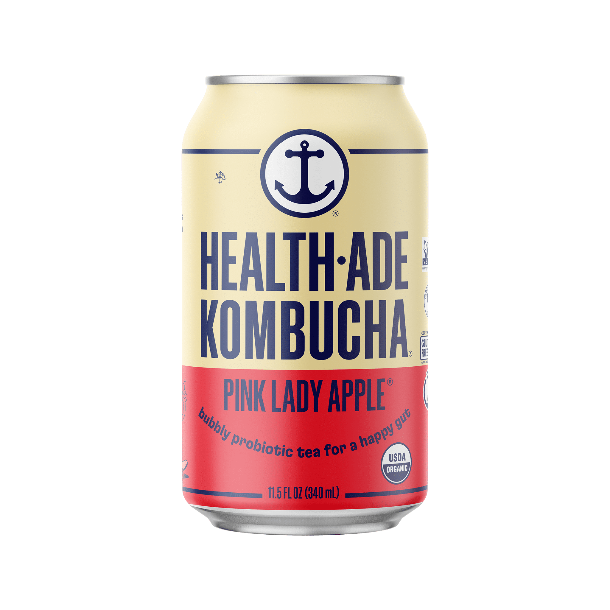 Health Ade Canned Kombucha, Pink Lady Apple, 11.5 fl oz, 12 Pack