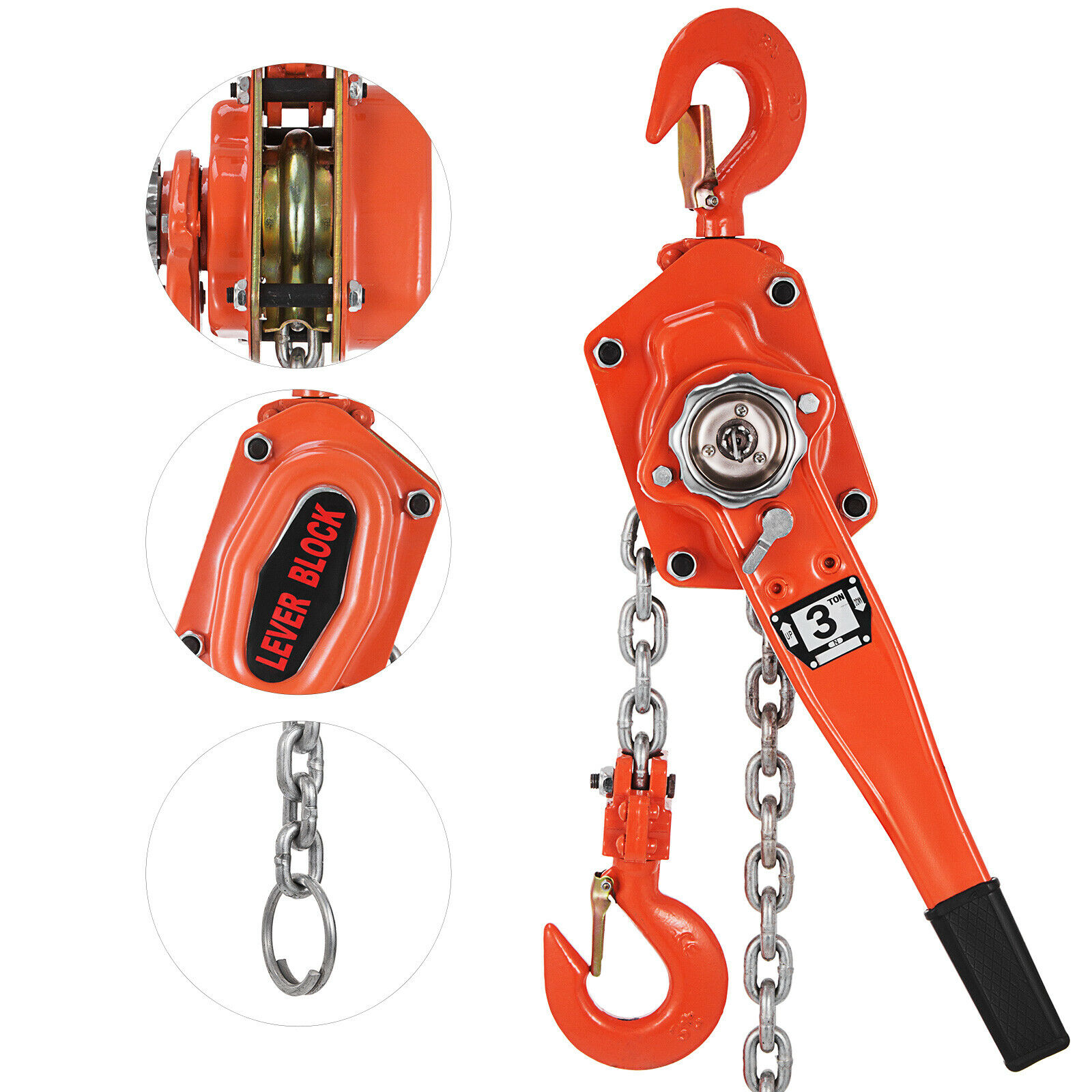 VEVOR 3 T Lift Lever Block Chain Hoist 5FT Chain Come Along Portable