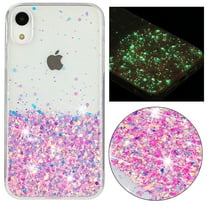 Fluorescent Case for iPhone XR, Luxury Glitter Glow in The Darkness Noctiluncent Back Cover Luminous Shining Shockproof Protective Slim Phone Case for iPhone XR, Pink