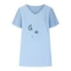 thumbnail image 4 of Camiseta de Manga Corta con Cuello en V con Impresión de Girasol, Algodón Casual Y Top de Cáñamo, 4 of 6