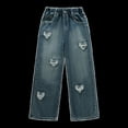 thumbnail image 4 of BLTIBY Jeans for Girls Baggy High Waist Straight Leg Wide Leg Denim Pants Y2K Streetwear Fashion Comfort Trousers with Pockets Blue 3 9-10 Years, 4 of 9
