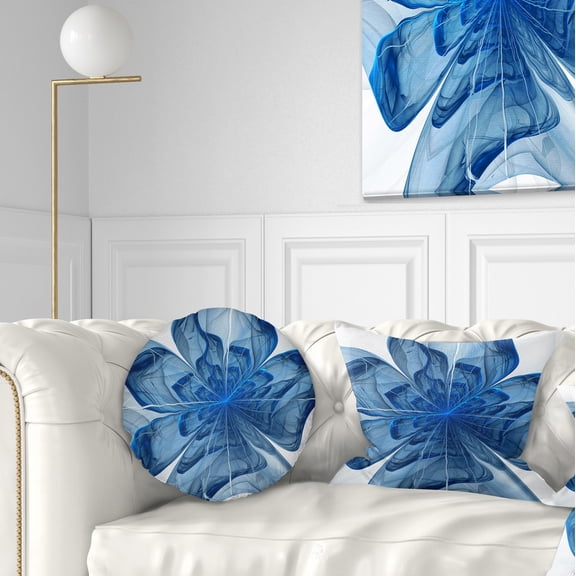 Designart 12" x 20" Contemporary and Modern Black Fractal and Flower Polyester Throw Pillow