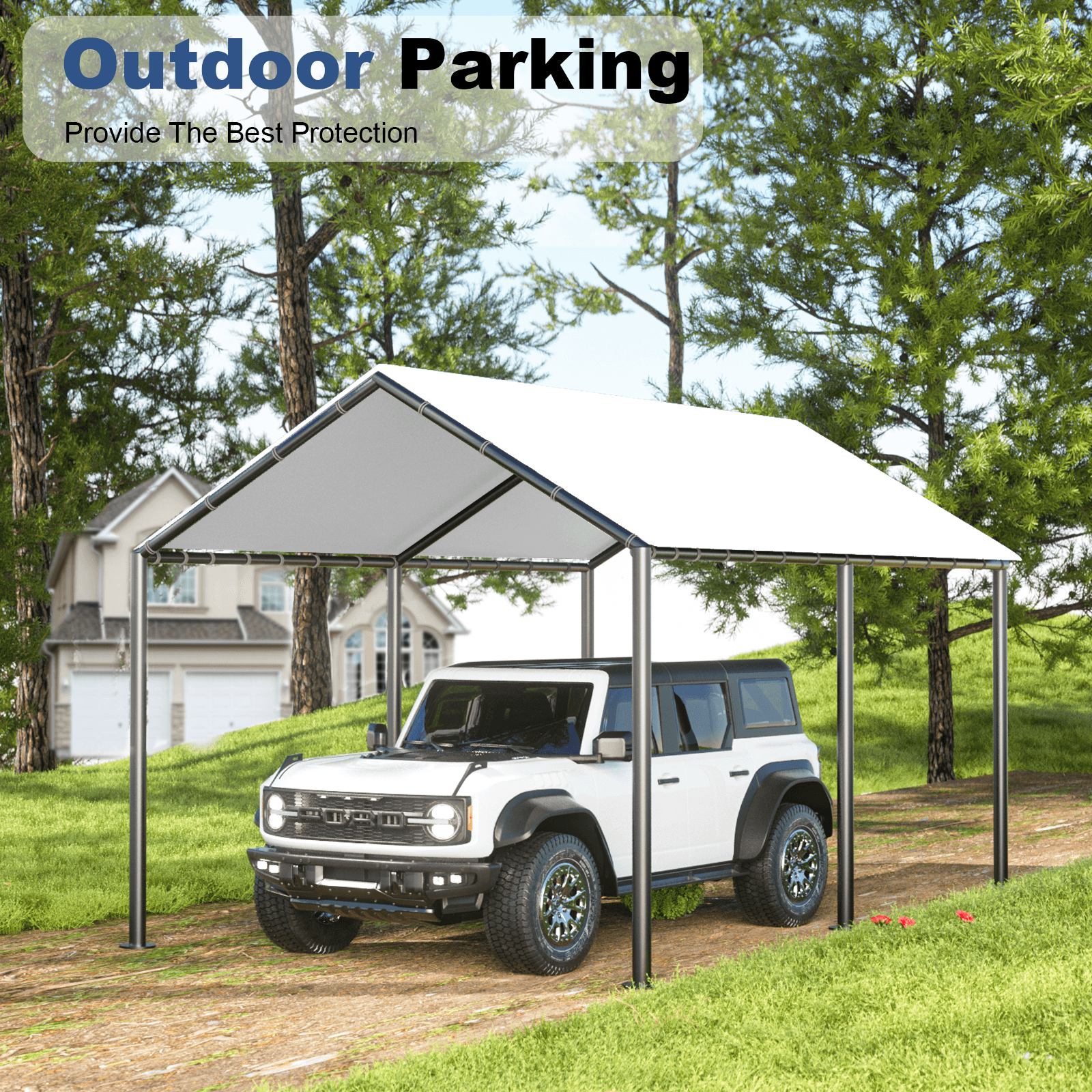 Grezone Carport L20xW10xH9.2Ft Heavy Duty Portable Garage Car Tent All Season UV Resistant Canopy