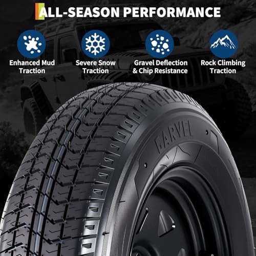 Garvee 2-Pack ST205/75D15 Trailer Tires and15" Rims, 5 Lug on 4.5" Bolt Pattern, 6PR Load Range C, Heavy Duty 205 75 15 Trailer Tires Rims for Utility, Boat, Camper, Cargo Trailers